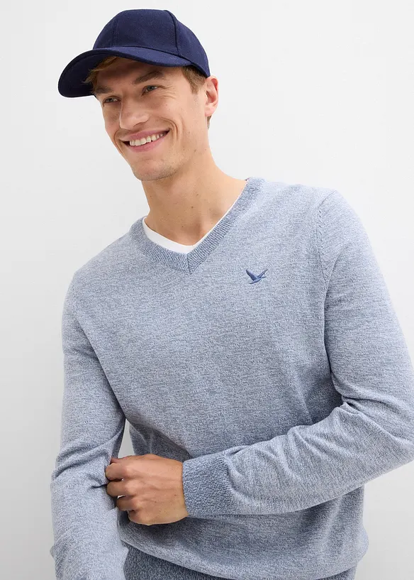 Finstickad tröja i bomullsblandning, bonprix