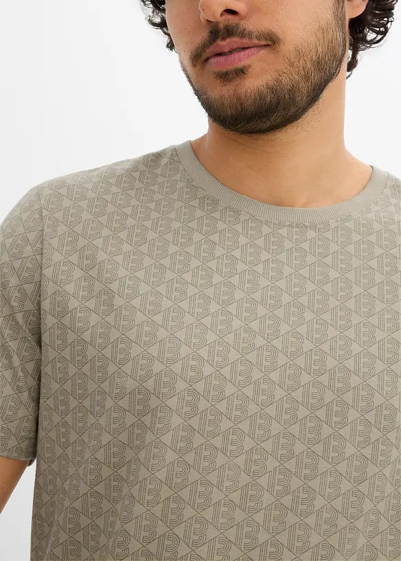 Småmönstrad T-shirt av ekologisk bomull, bonprix