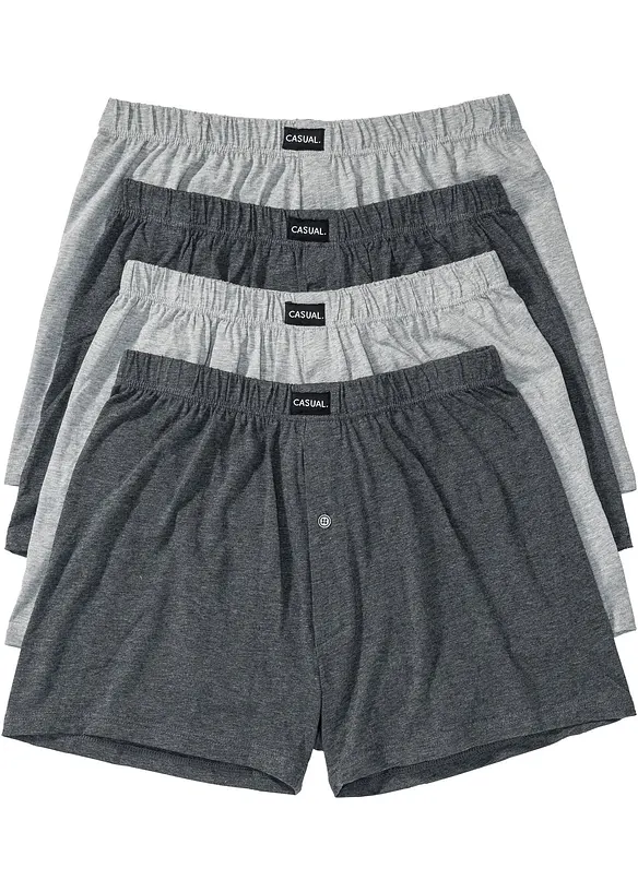 Lediga jerseyboxershorts med mjuk bomull (4-pack), bonprix