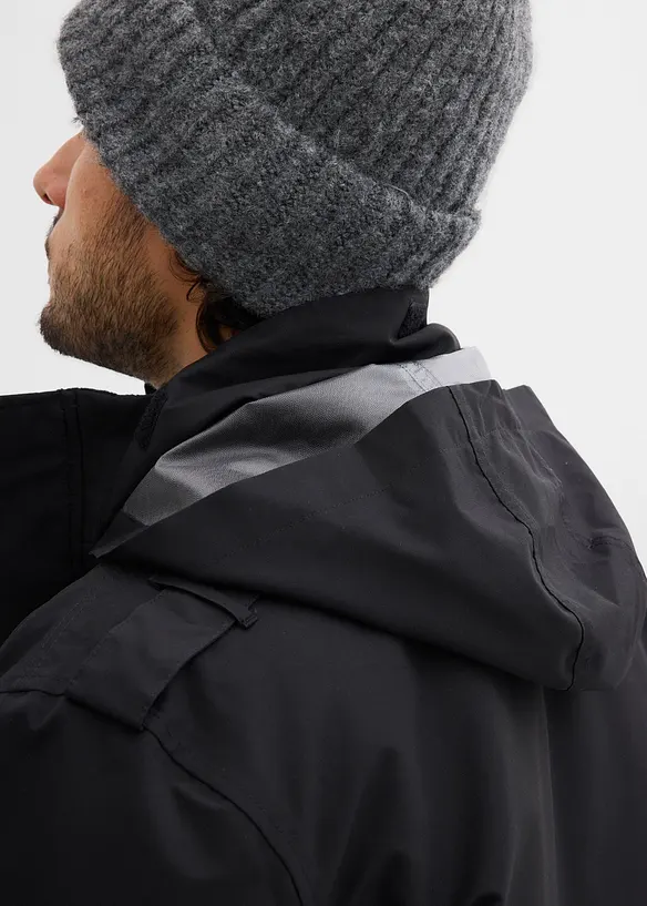 Vattentät funktionsjacka med huva i kragen och axelklaffar, bonprix
