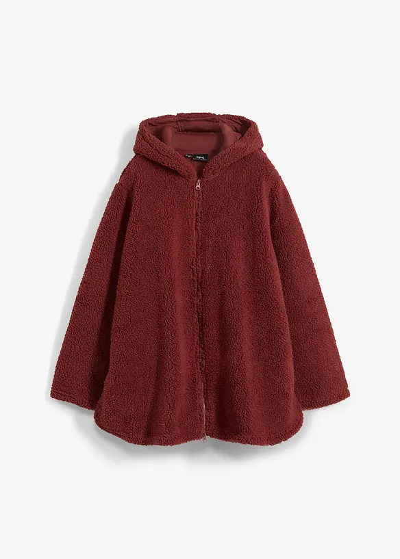 A-linjeformad teddyfleecejacka med slits i sidan, bonprix