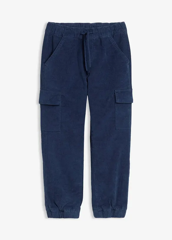 Värmande, jerseyfodrad cargobyxa i manchester, normal passform, bonprix