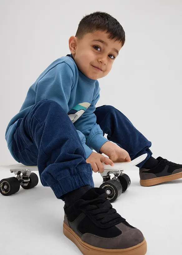 Värmande, jerseyfodrad cargobyxa i manchester, normal passform, bonprix