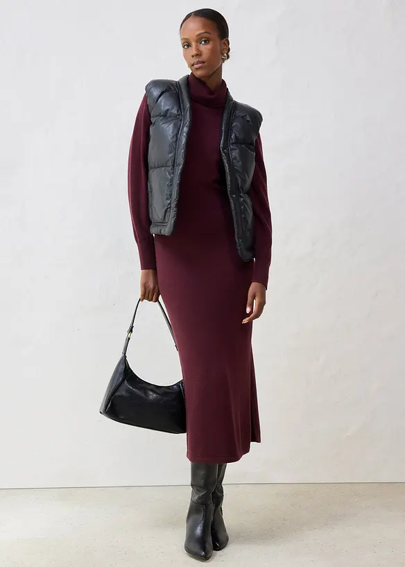 Quiltad skinnväst av lammnappa, bonprix