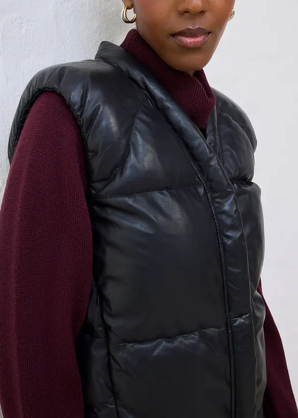 Quiltad skinnväst av lammnappa, bonprix