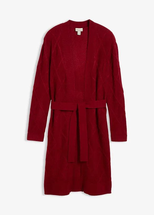 Stickad kofta med flätmönster, bonprix