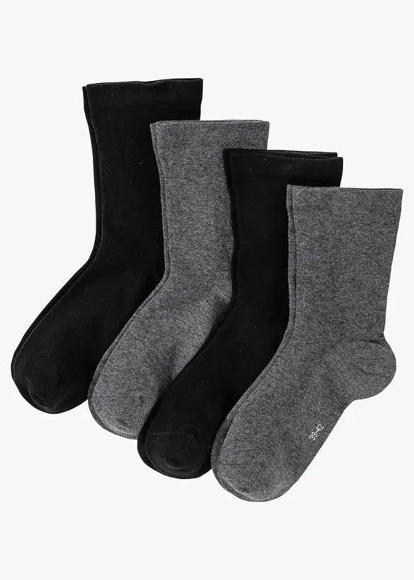 Strumpor med bekväma muddar (4-pack), ekologisk bomull, bonprix
