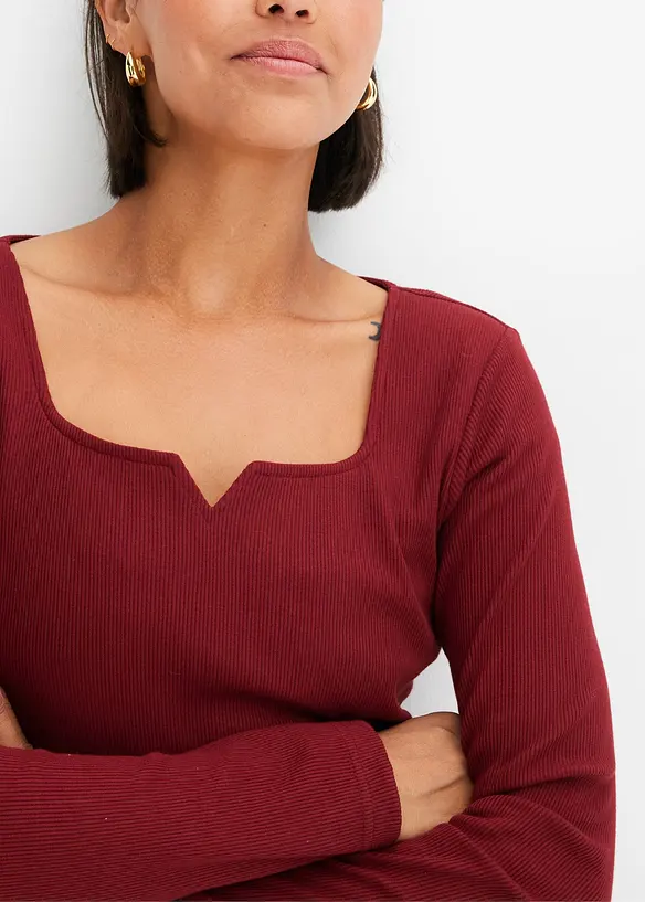 Ribbstickad topp i ekologisk bomull, bonprix