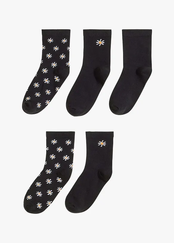 Halvlånga strumpor med mjuka muddar och ekologisk bomull (5-pack), bonprix