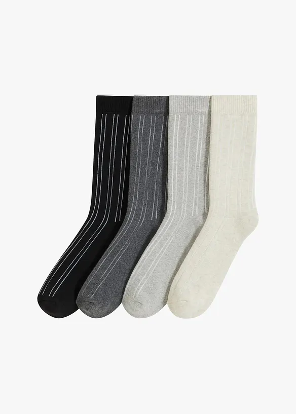 Termostrumpor med frottéfoder och ekologisk bomull (4-pack), bonprix