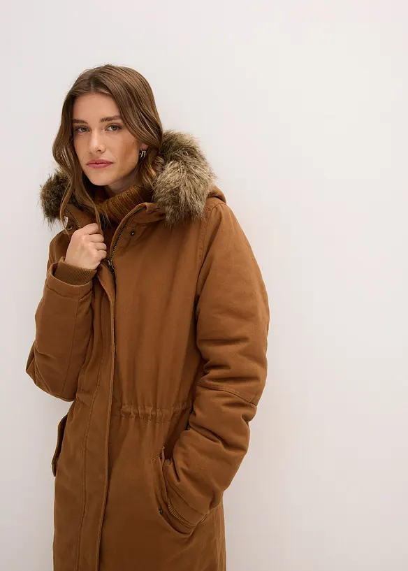 Vadderad lång parkas, bonprix