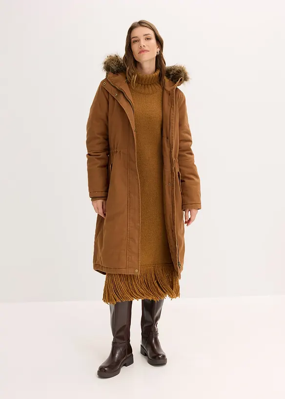 Vadderad lång parkas, bonprix