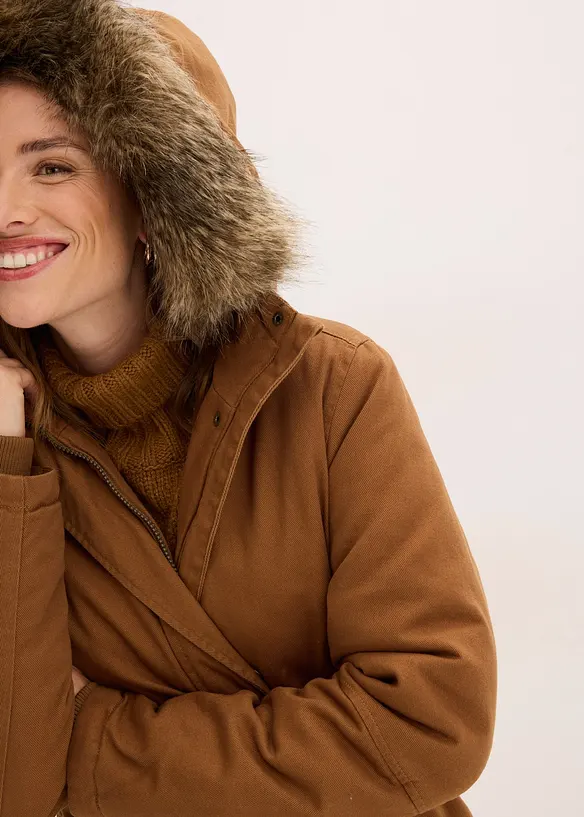 Vadderad lång parkas, bonprix