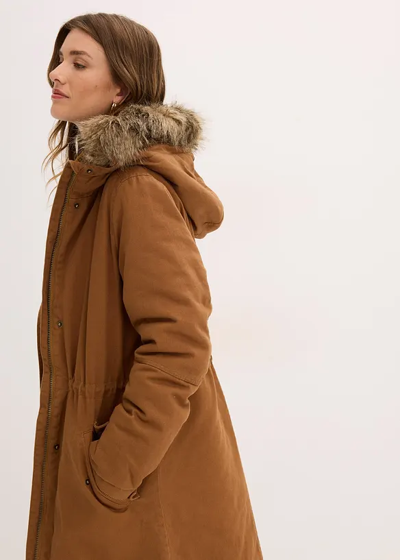 Vadderad lång parkas, bonprix