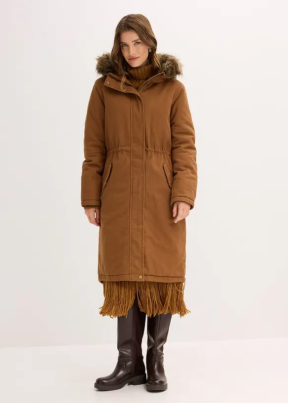 Vadderad lång parkas, bonprix