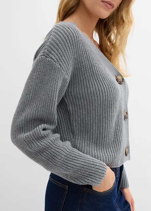 Grovstickad cardigan i bomull, bonprix