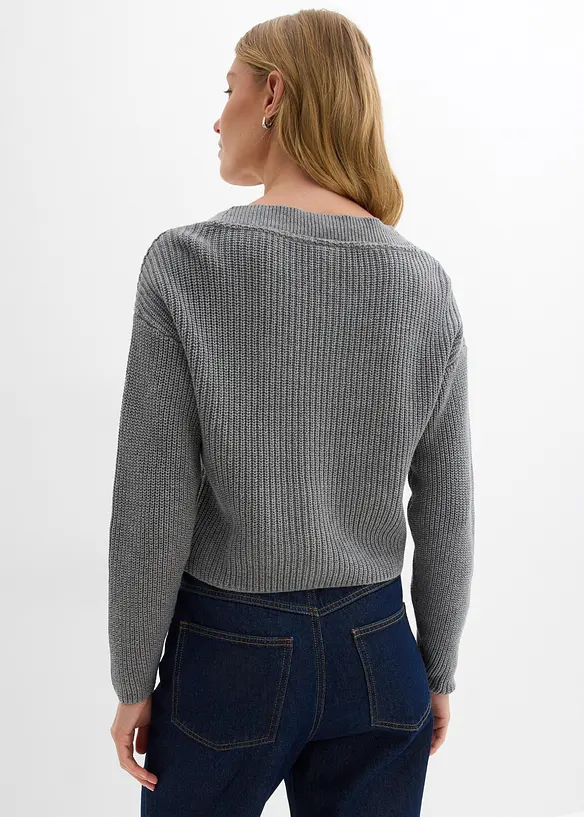 Grovstickad cardigan i bomull, bonprix