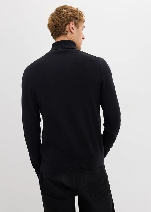 Finstickad polotröja med lyxig merinoull, Slim Fit, bonprix