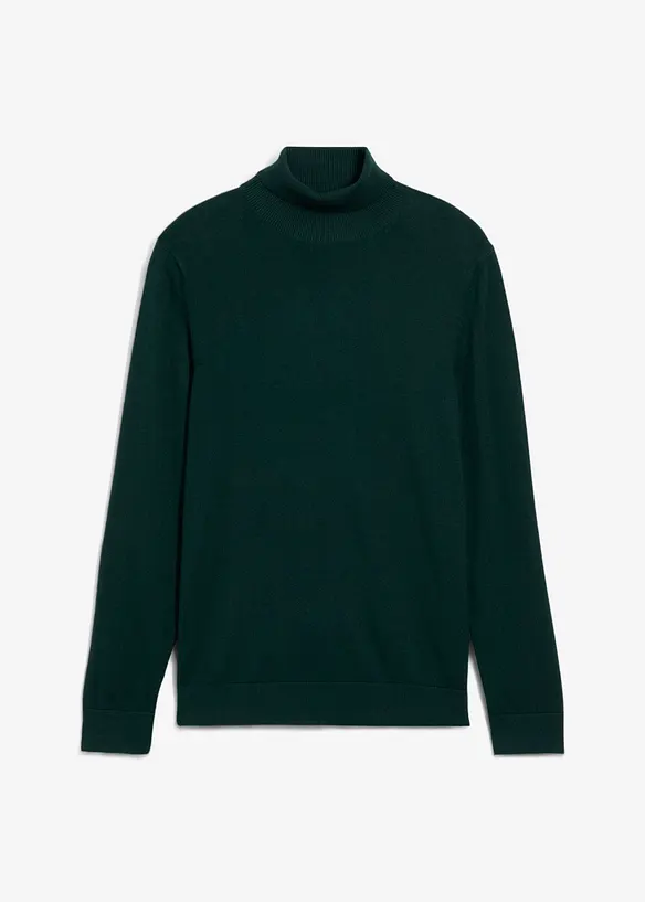 Finstickad polotröja med lyxig merinoull, Slim Fit, bonprix