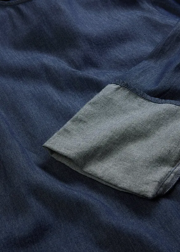 Jeansblus med vida ärmar, bonprix