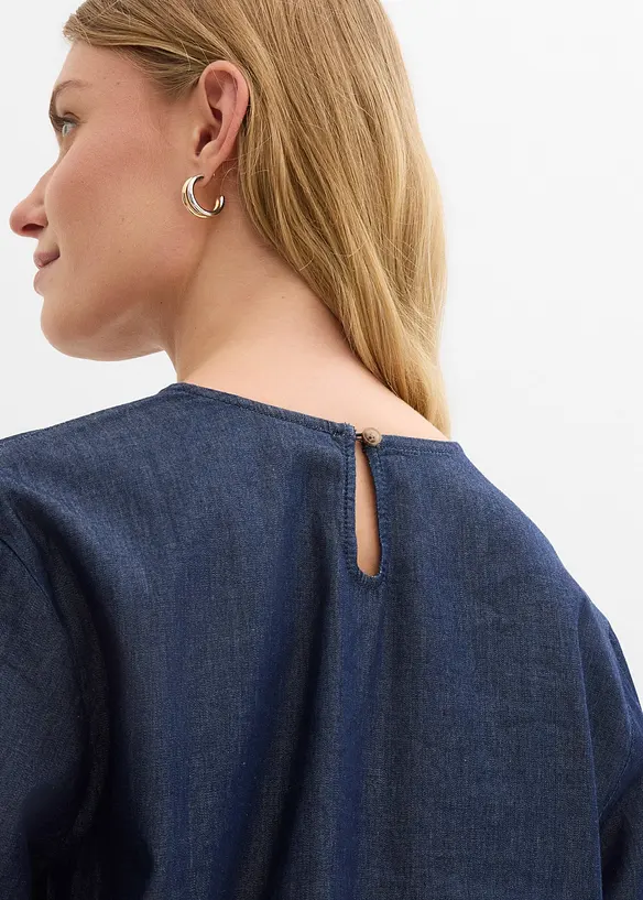 Jeansblus med vida ärmar, bonprix