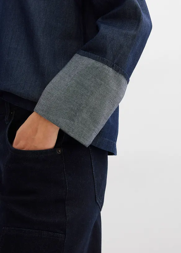 Jeansblus med vida ärmar, bonprix