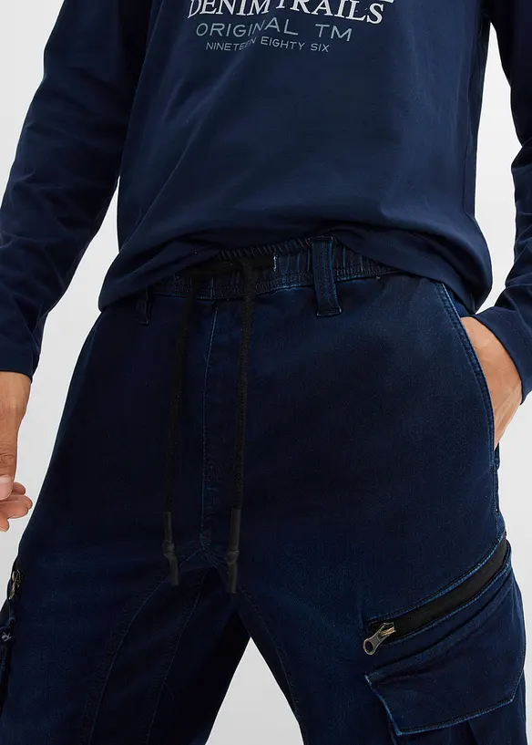 Mjuka jeans med cargofickor, Regular Fit, Straight, bonprix
