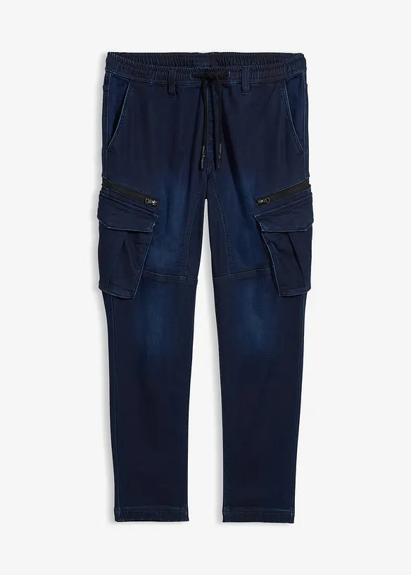 Mjuka jeans med cargofickor, Regular Fit, Straight, bonprix