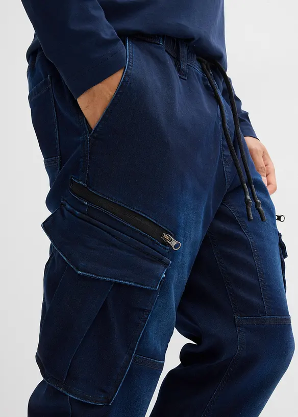 Mjuka jeans med cargofickor, Regular Fit, Straight, bonprix