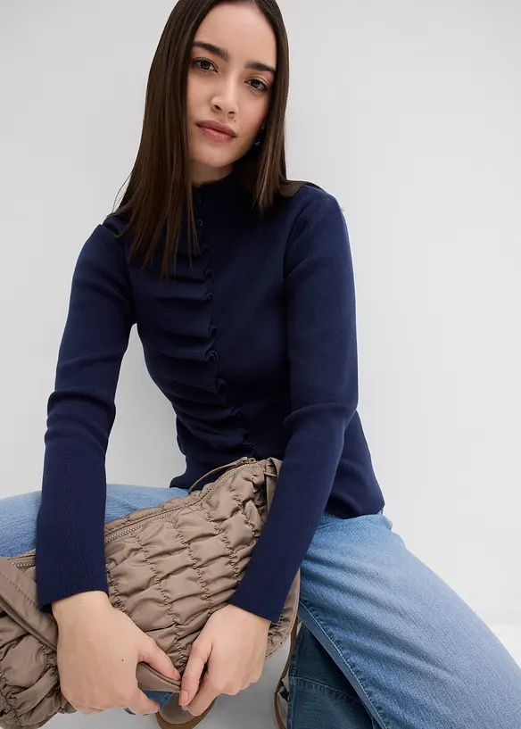 Finstickad cardigan av mjuk viskosmix, bonprix