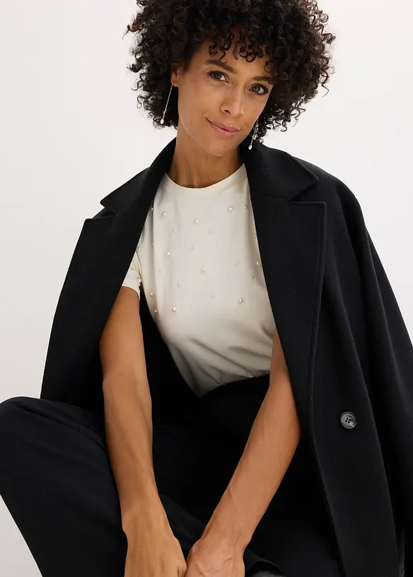 T-shirt med pärlapplikation, bonprix