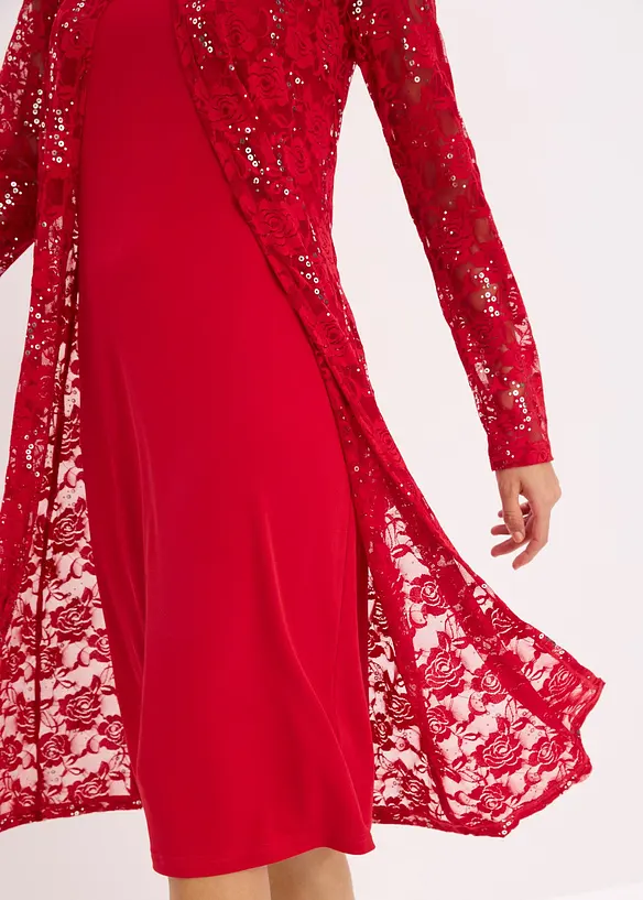 Klänning med spets (dubbelpack, 2 delar), bonprix