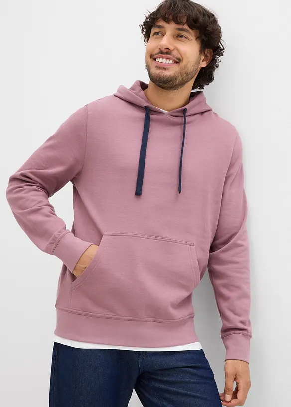 Sweatshirt med huva i ren bomull, bonprix