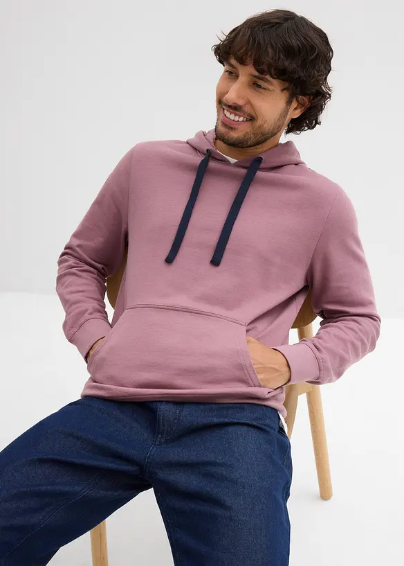 Sweatshirt med huva i ren bomull, bonprix