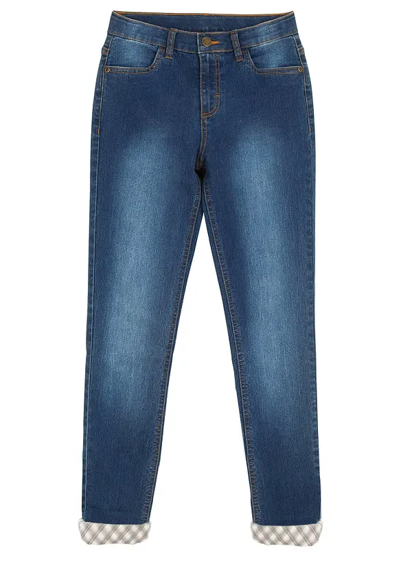Fodrade jeans med flanellfoder, för flickor, bonprix