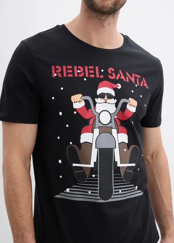 T-shirt med jultryck, ekologisk bomull, bonprix