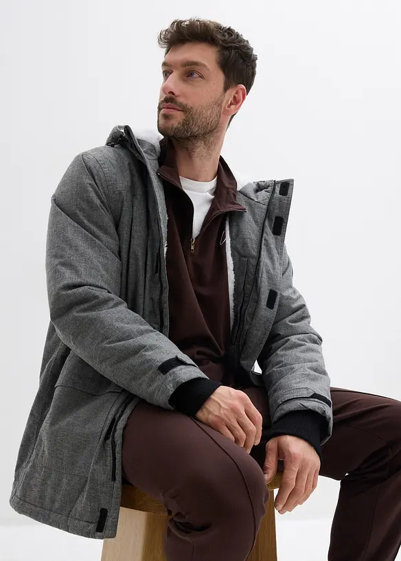 Vattentät funktionsparkas med teddyfleece, bonprix