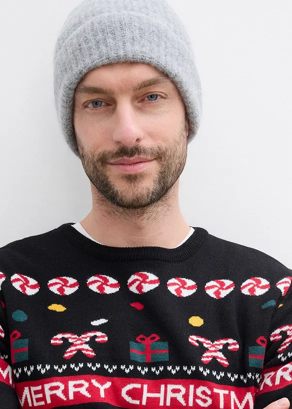 Finstickad tröja med julmotiv, bonprix
