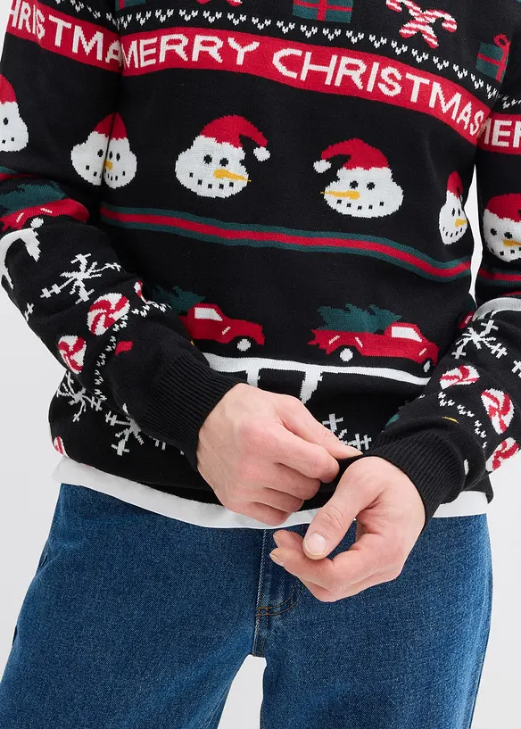 Finstickad tröja med julmotiv, bonprix