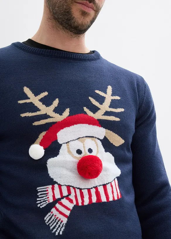 Finstickad tröja med julmotiv, bonprix