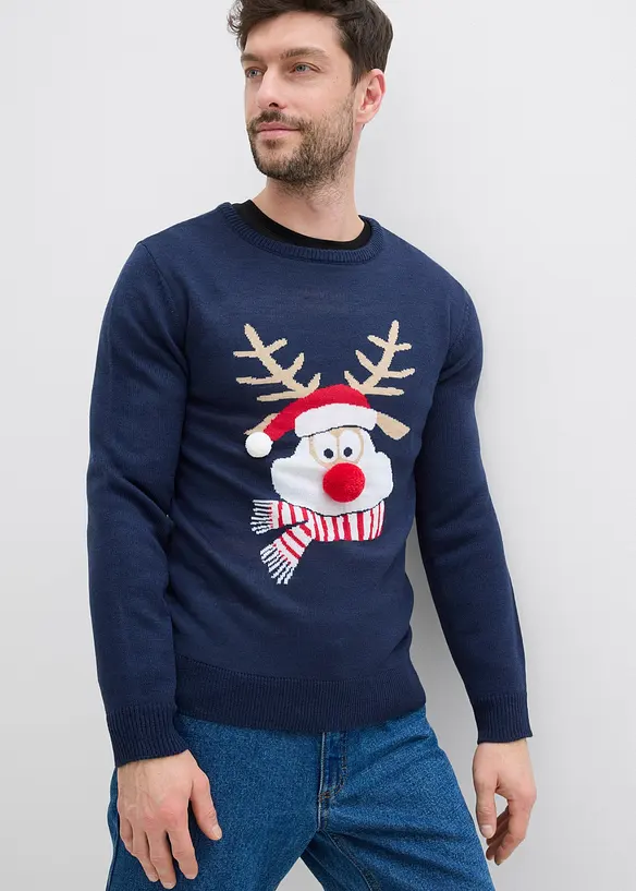 Finstickad tröja med julmotiv, bonprix