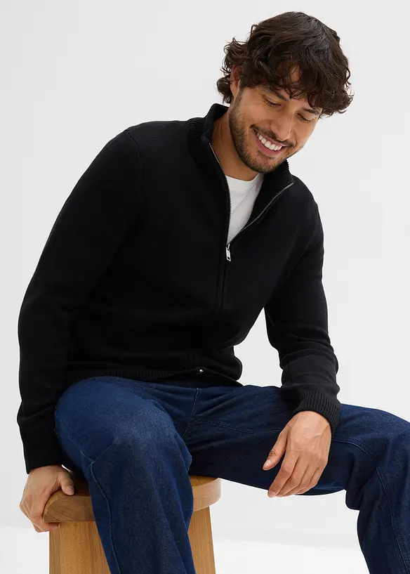 Cardigan med ståkrage i återvunnet material, bonprix