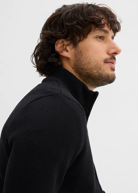 Cardigan med ståkrage i återvunnet material, bonprix