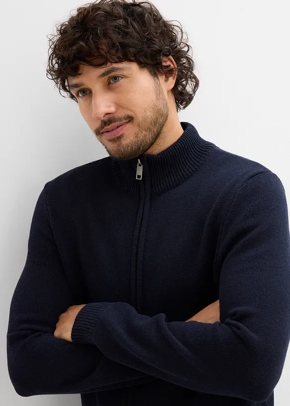 Cardigan med ståkrage i återvunnet material, bonprix