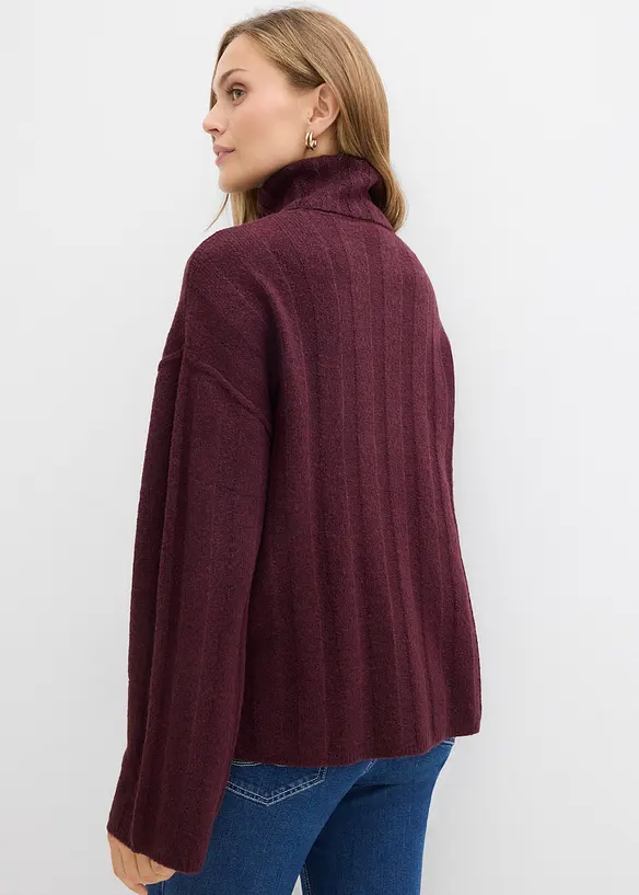 Ribbstickad polotröja, bonprix