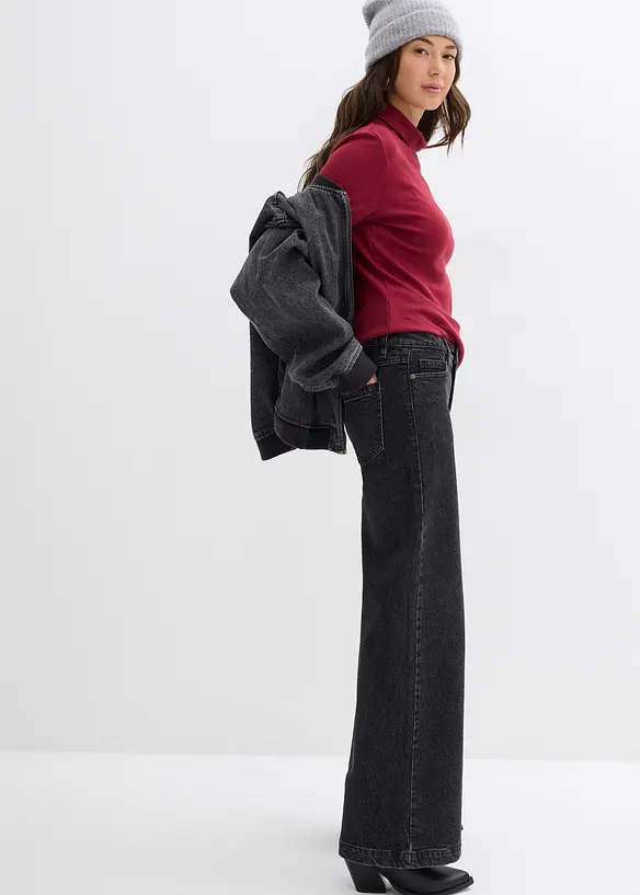 Wide Leg Jeans Mid Waist, Full Length, bonprix