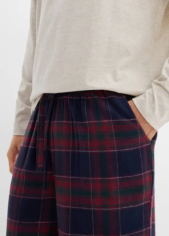 Pyjamas med flanellbyxa av mjuk bomull och presentpåse, bonprix