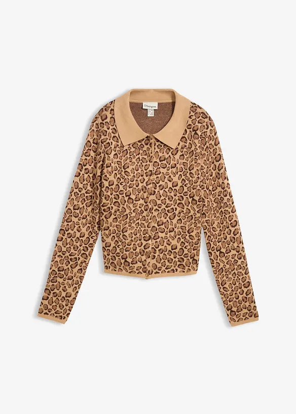 Finstickad cardigan i kort modell, bonprix