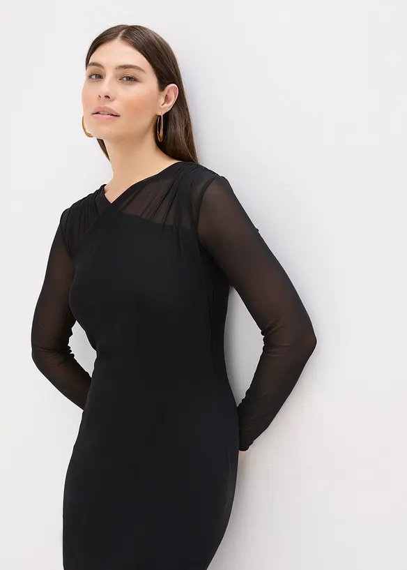 Jerseyklänning i mesh, bonprix