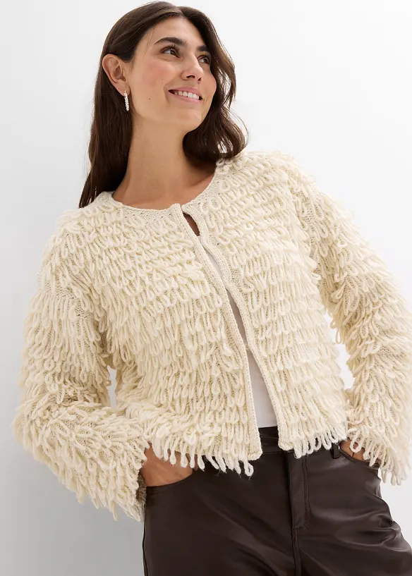 Cardigan i lurvigt material, bonprix